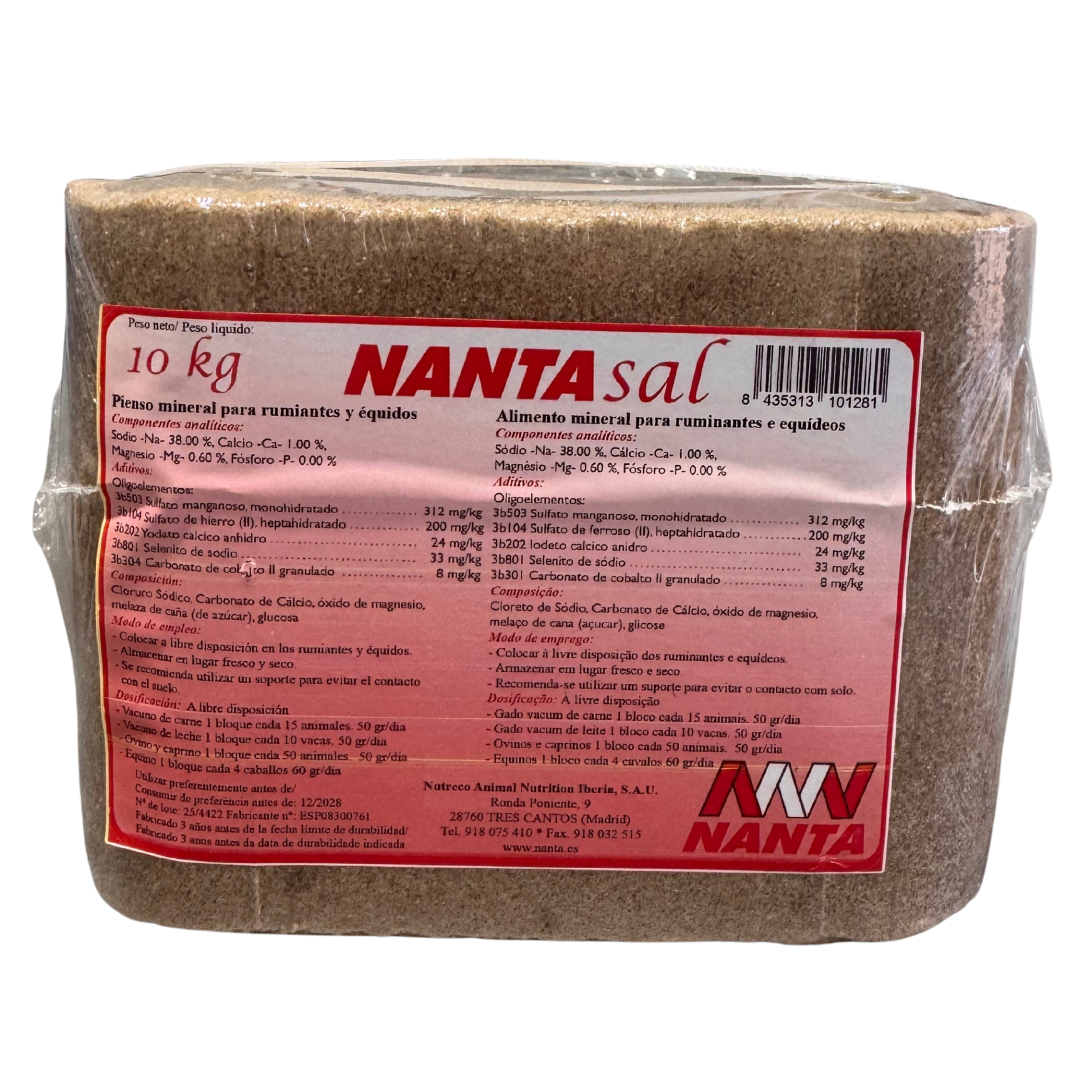 Nantasal Bloque 10kg - Piedra Sal Mineral Ganado | Vacas Ovejas Caballos Cabras