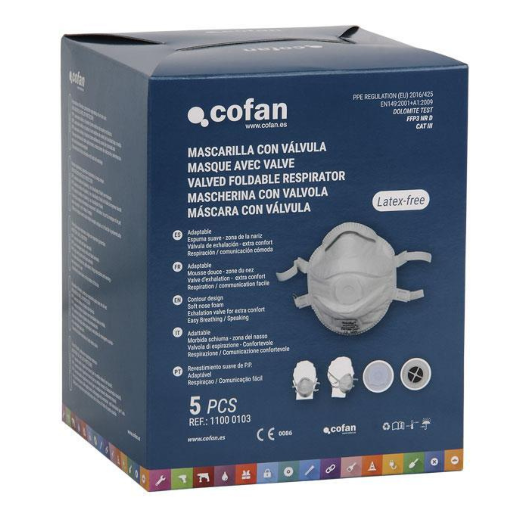 Mascarilla FFP3 NR (D) con Válvula - Pack 5 Unidades