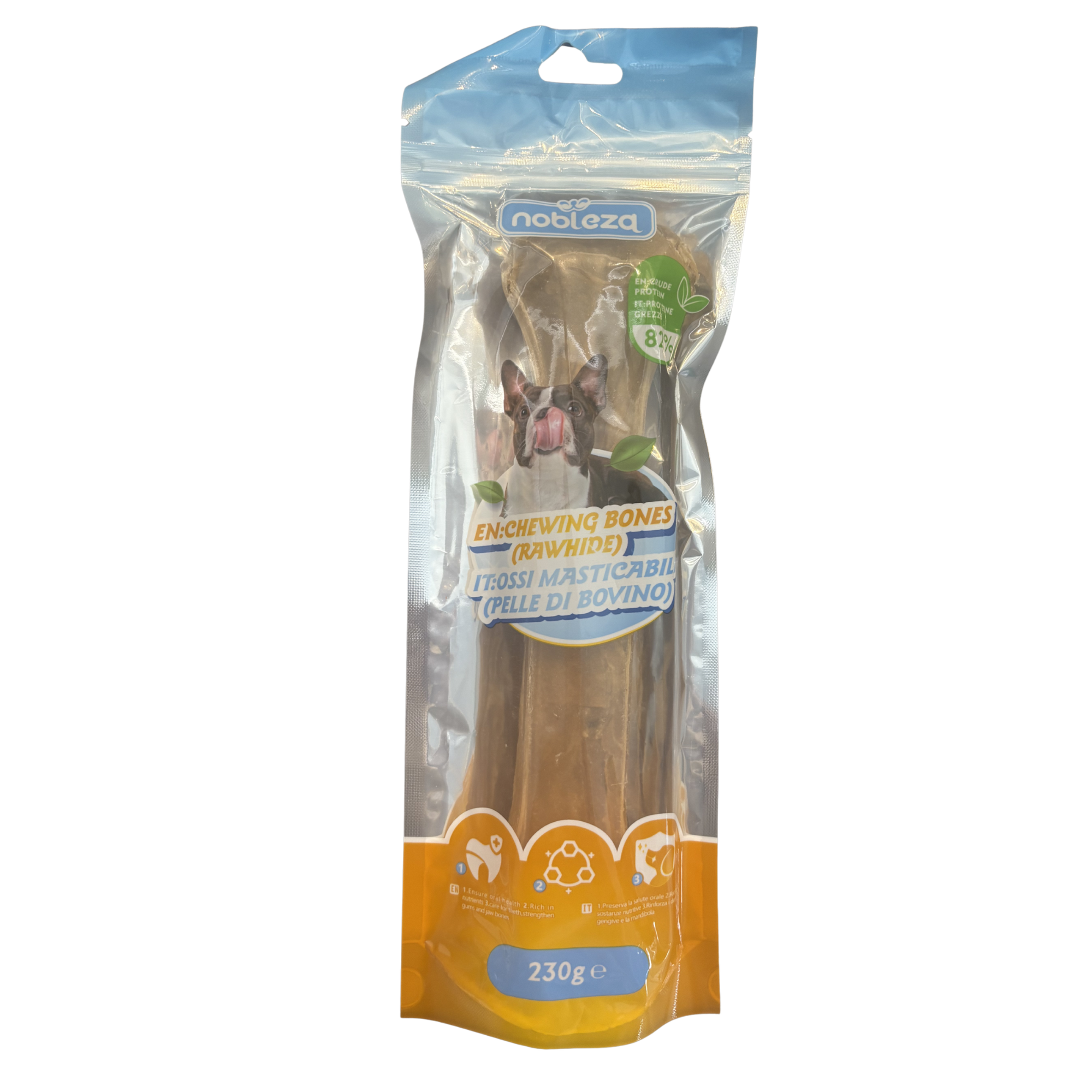 Huesos Masticables de Piel de Bovino Nobleza 230g — Rawhide para Perros