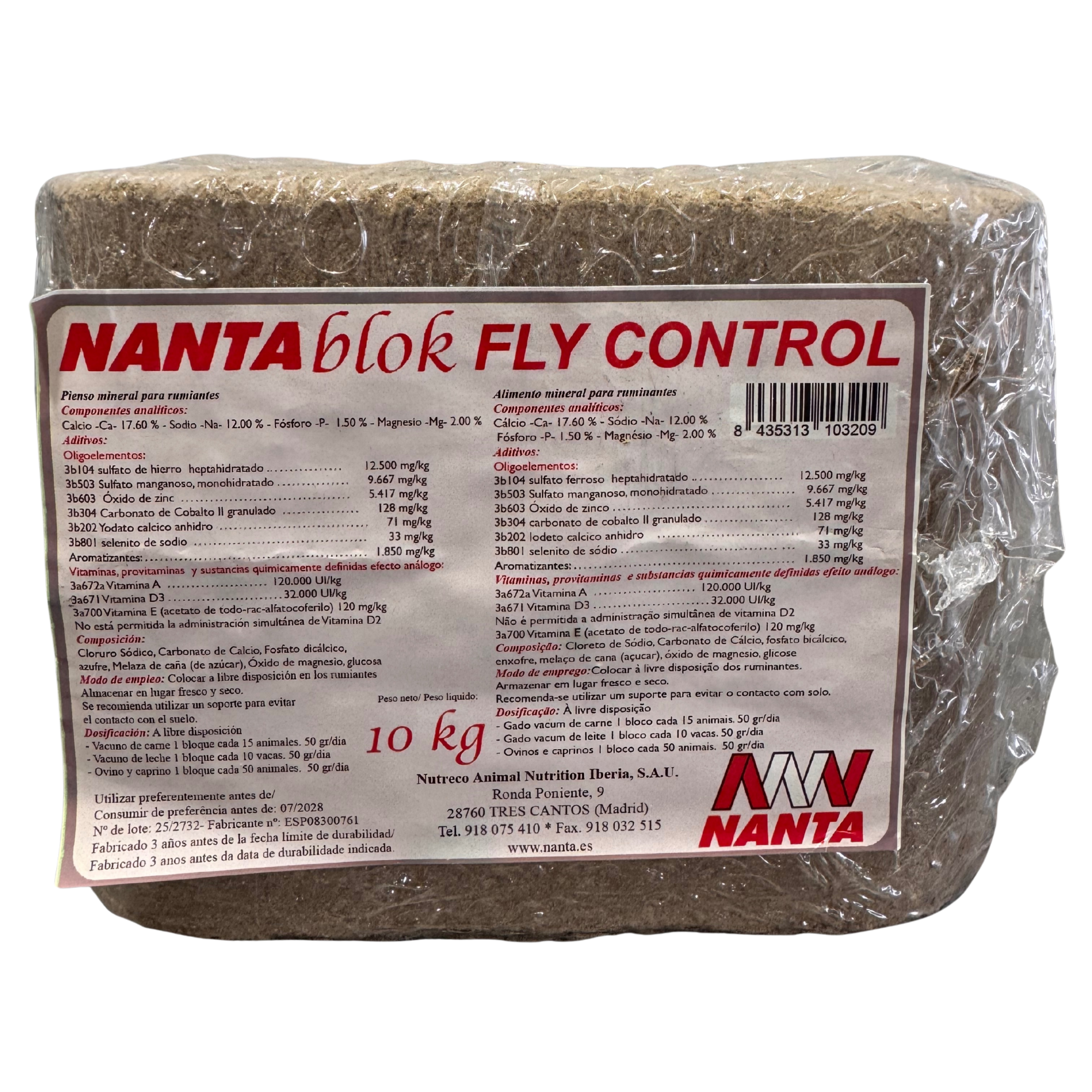 Nanta Block Fly Control 10kg - Bloque Mineral Repelente Moscas | Caballos Vacas Ovejas