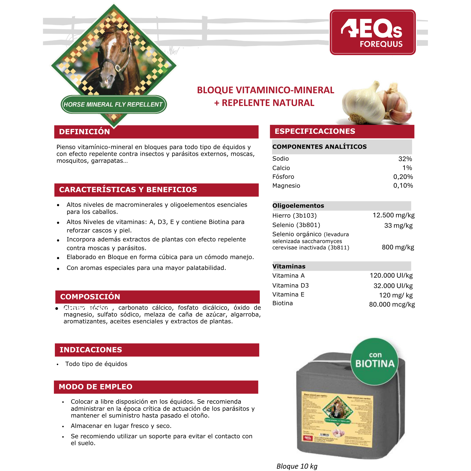 4EQ'S Horse Mineral Fly Repellent 10kg - Bloque Mineral Caballos Repelente Moscas