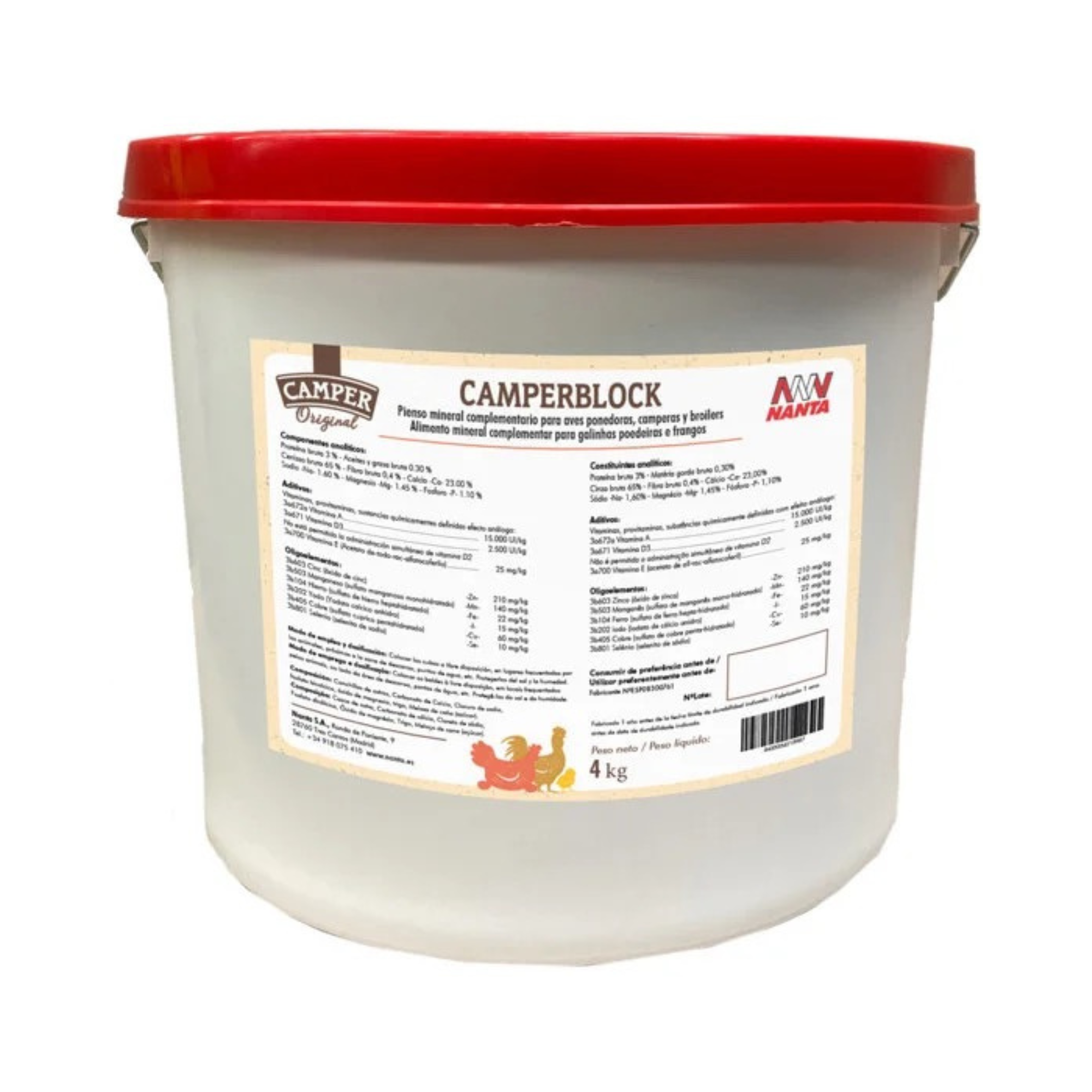 Camperblock 4kg - Bloque Mineral Gallinas | Previene Picaje y Refuerza Cáscara