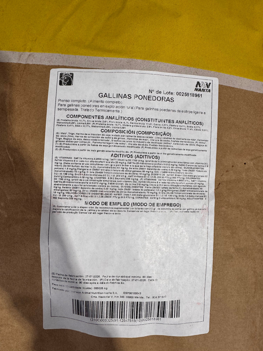 Pienso Gallinas Ponedoras G Nanta - 25 KG